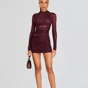 SER.O.YA Burgundy Long Sleeve Dress